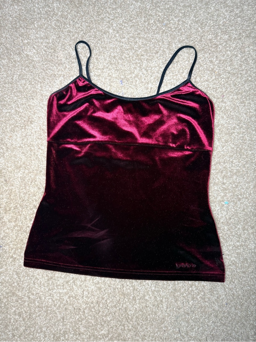 bebe Burgundy Velvet Spaghetti-Strap Cami